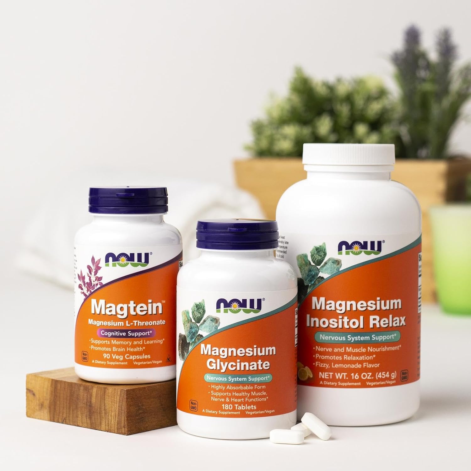 NOW Magnesium Glycinate 200mg - High Absorption Form variants