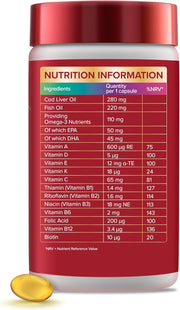 Nutritional information and ingredients list on the supplement bottle.