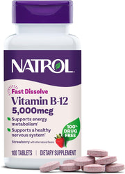 Natrol Fast Dissolve Vitamin B12 5000mcg strawberry tablets bottle 100 tablets