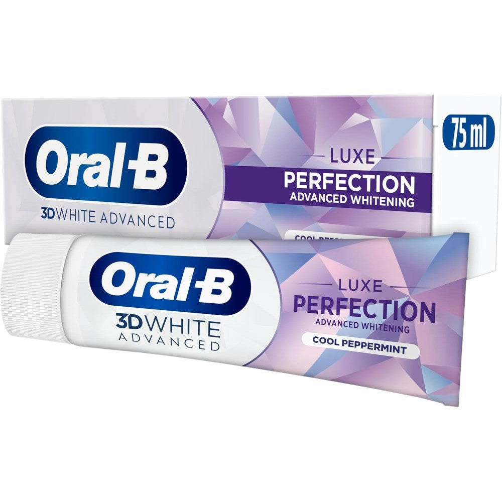 Oral-B 3D White Advanced Luxe Perfection Cool Peppermint 75ml tube and box