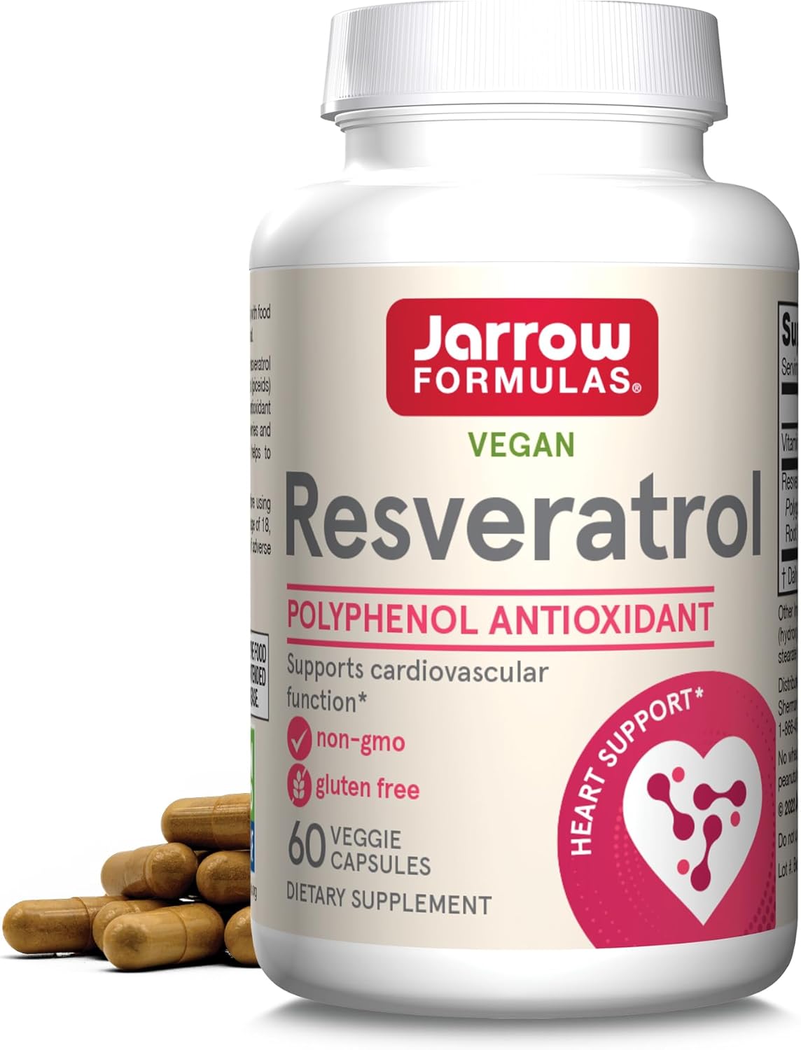 Front Image: Jarrow Formulas Resveratrol 100mg 60 veggie capsules front packaging bottle