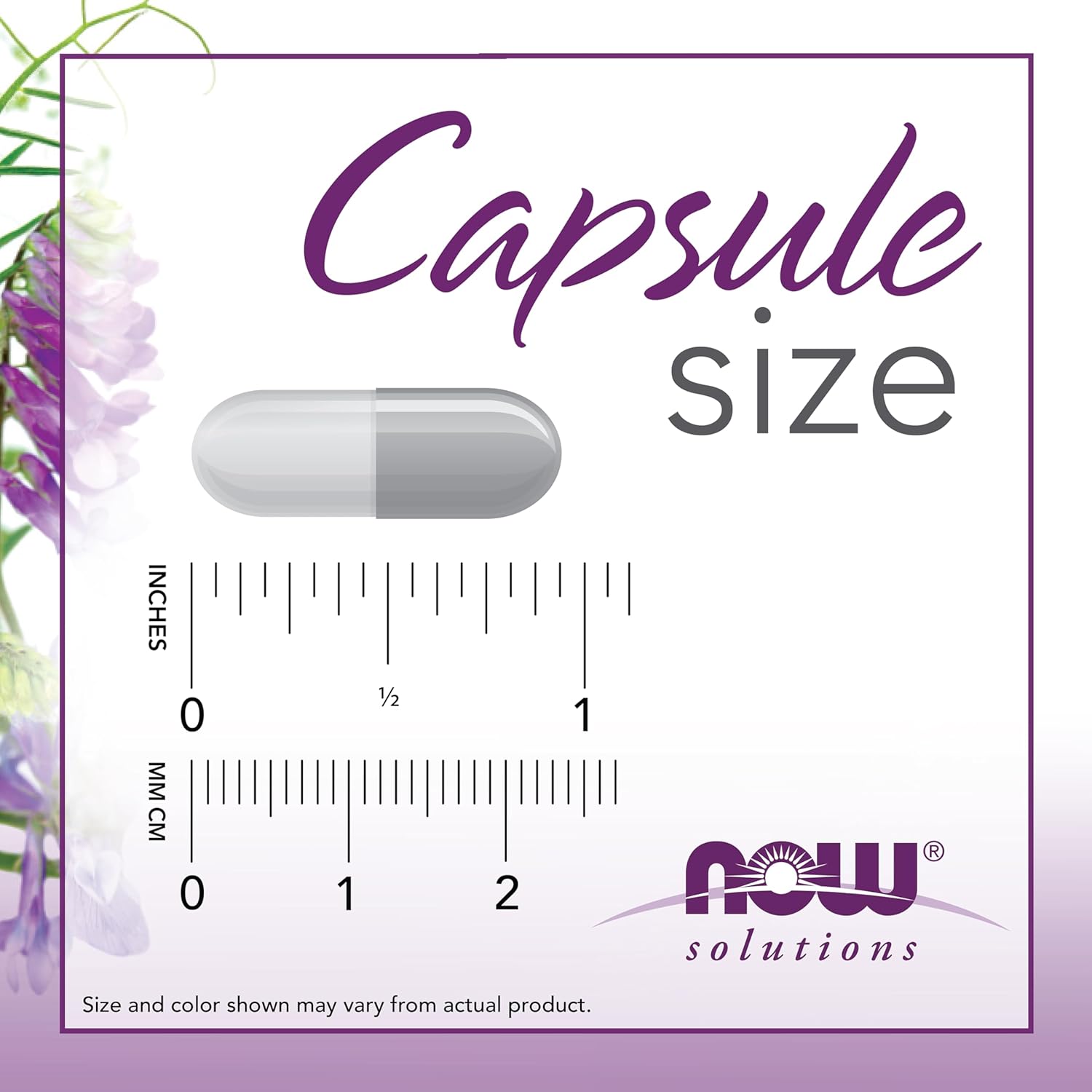 Capsules size from the NOW Hair Skin Nails bottle.