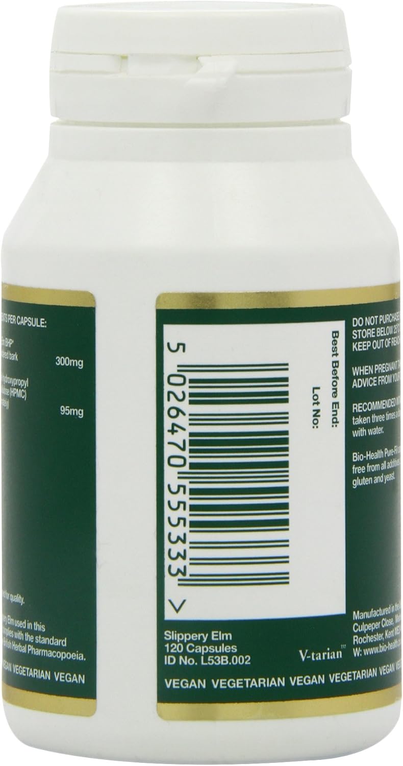 Bio-Health Slippery Elm capsules bottle barcode 120 capsules