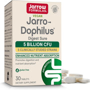 Front Image: Jarrow Formulas Jarro-Dophilus Digest Sure 5 billion CFU tablets 30 count front packaging box