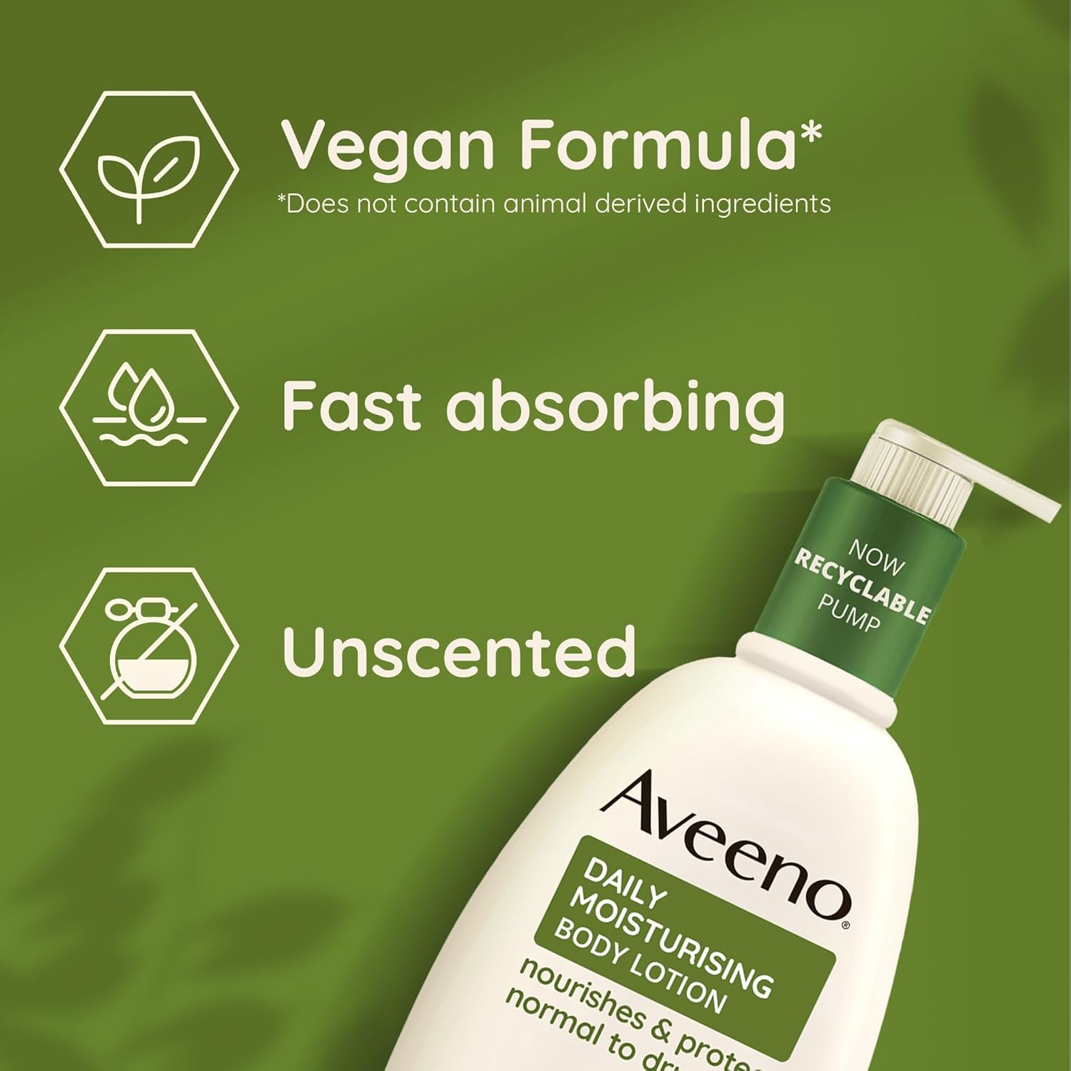 White background product barcode and details for Aveeno Daily Moisturising Lotion.