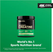 Optimum Nutrition Micronised Creatine Powder container on a green background