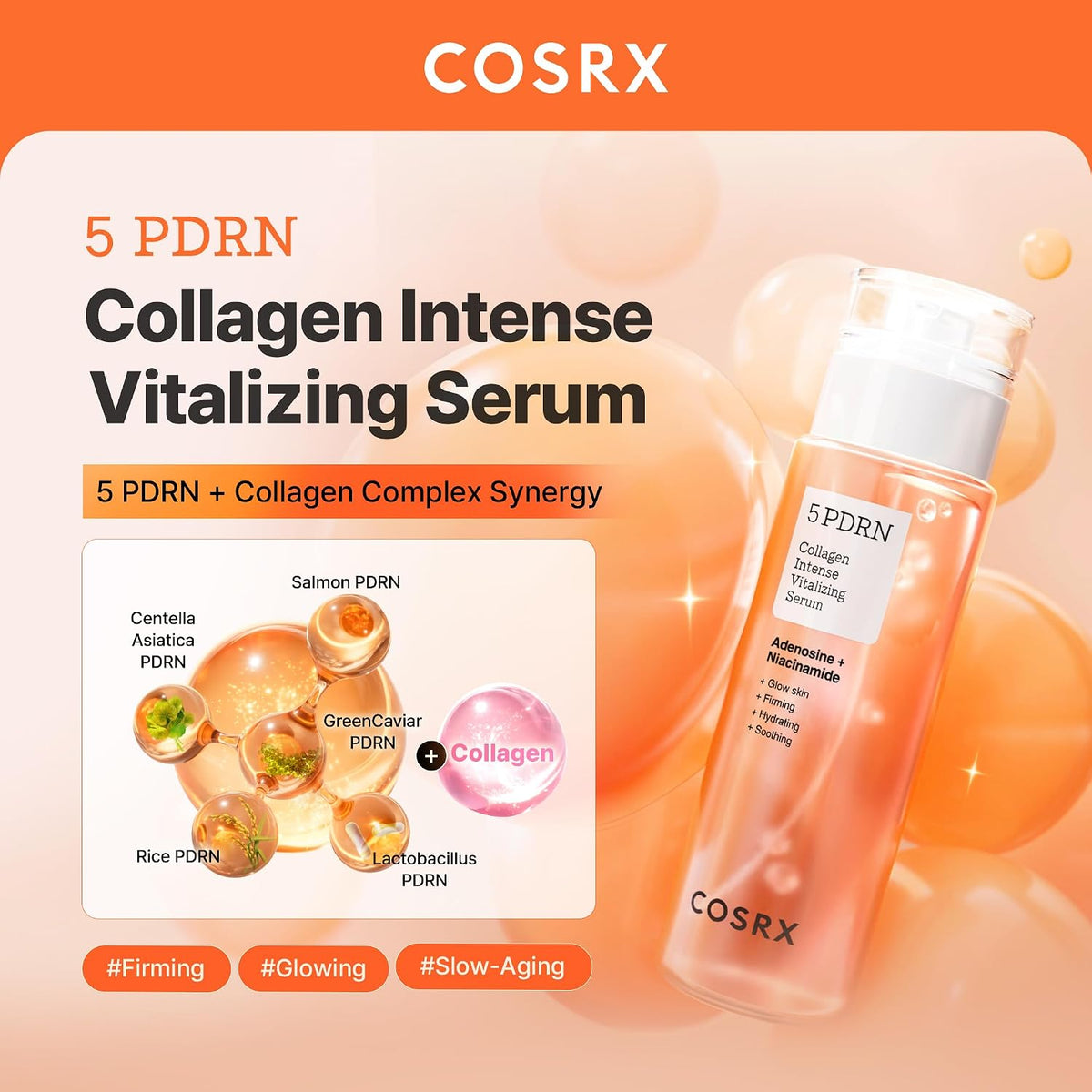COSRX 5 PDRN Collagen Intense Vitalizing Serum 100ml bottle for everyday facial skincare