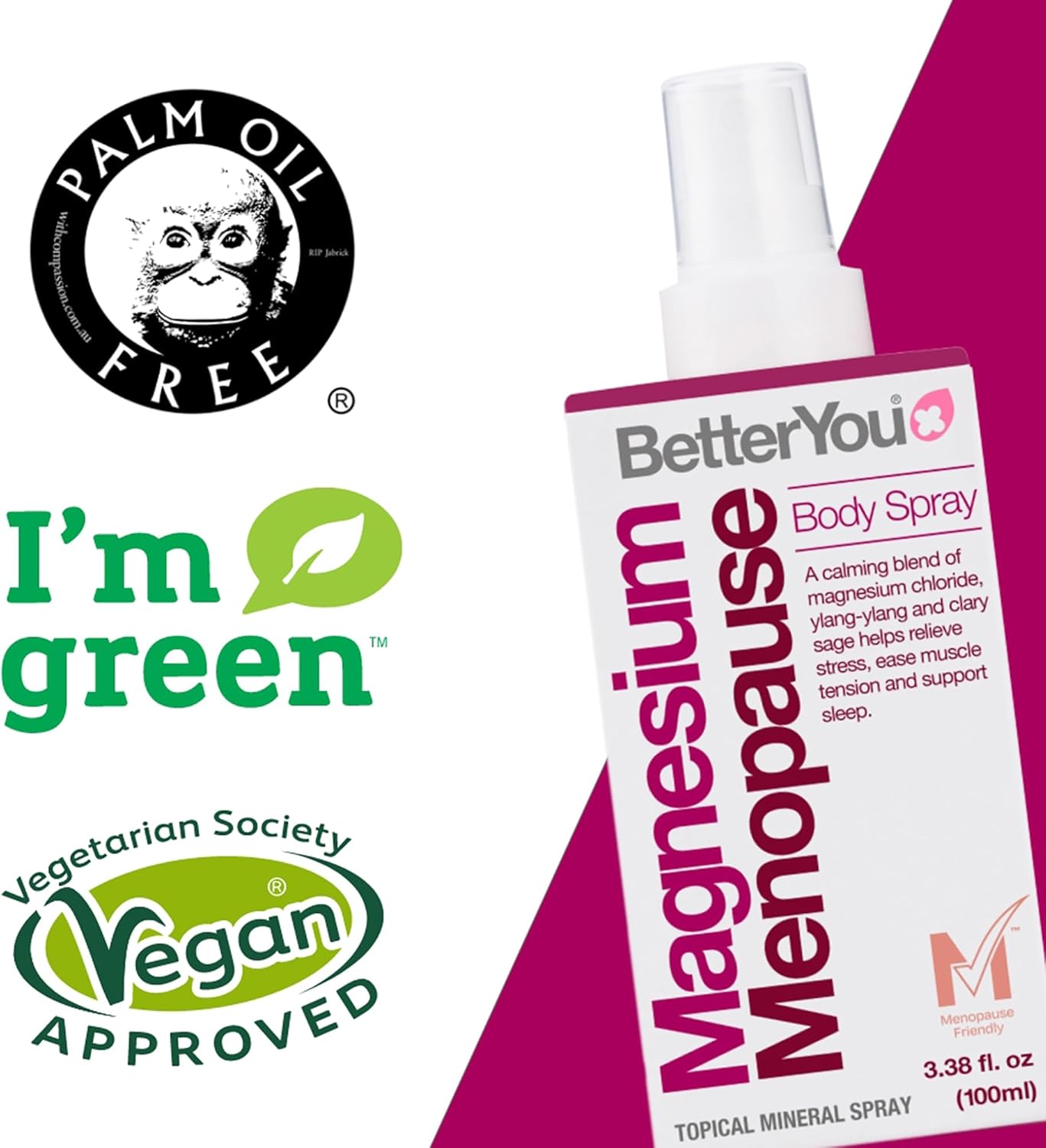 BetterYou Magnesium & Botanical Body Spray - 100ml vegan approved.