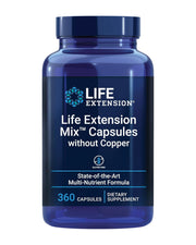 Front of Life Extension Mix Without Copper bottle, 360 capsules, on white background.
