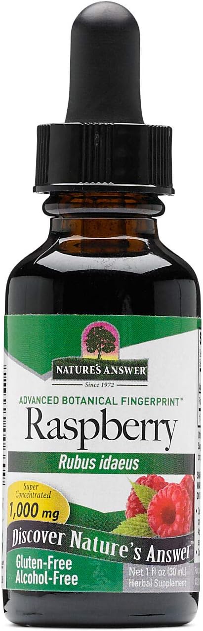 Nature's Answer Alcohol-Free Raspberry Extract 30ml liquid herbal supplement front label