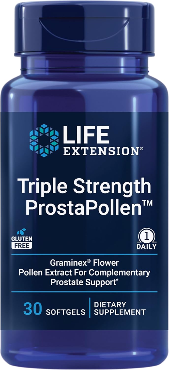 Life Extension Triple Strength ProstaPollen 30 softgels bottle supplement