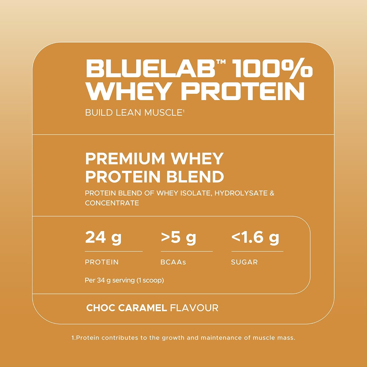 Nutritional information panel on back of USN protein tub.