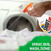 Shout Triple-Acting Stain Removing Spray 500ml application instructions on fabric before washing