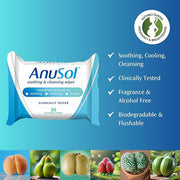 Pack of Anusol Soothing and Cleansing Wipes, 30 count, on a clean background.