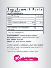 upplement facts label for NeoCell 120-count collagen tablets.