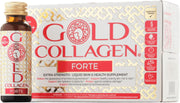Gold Collagen Forte supplement bottle and packaging on a white background