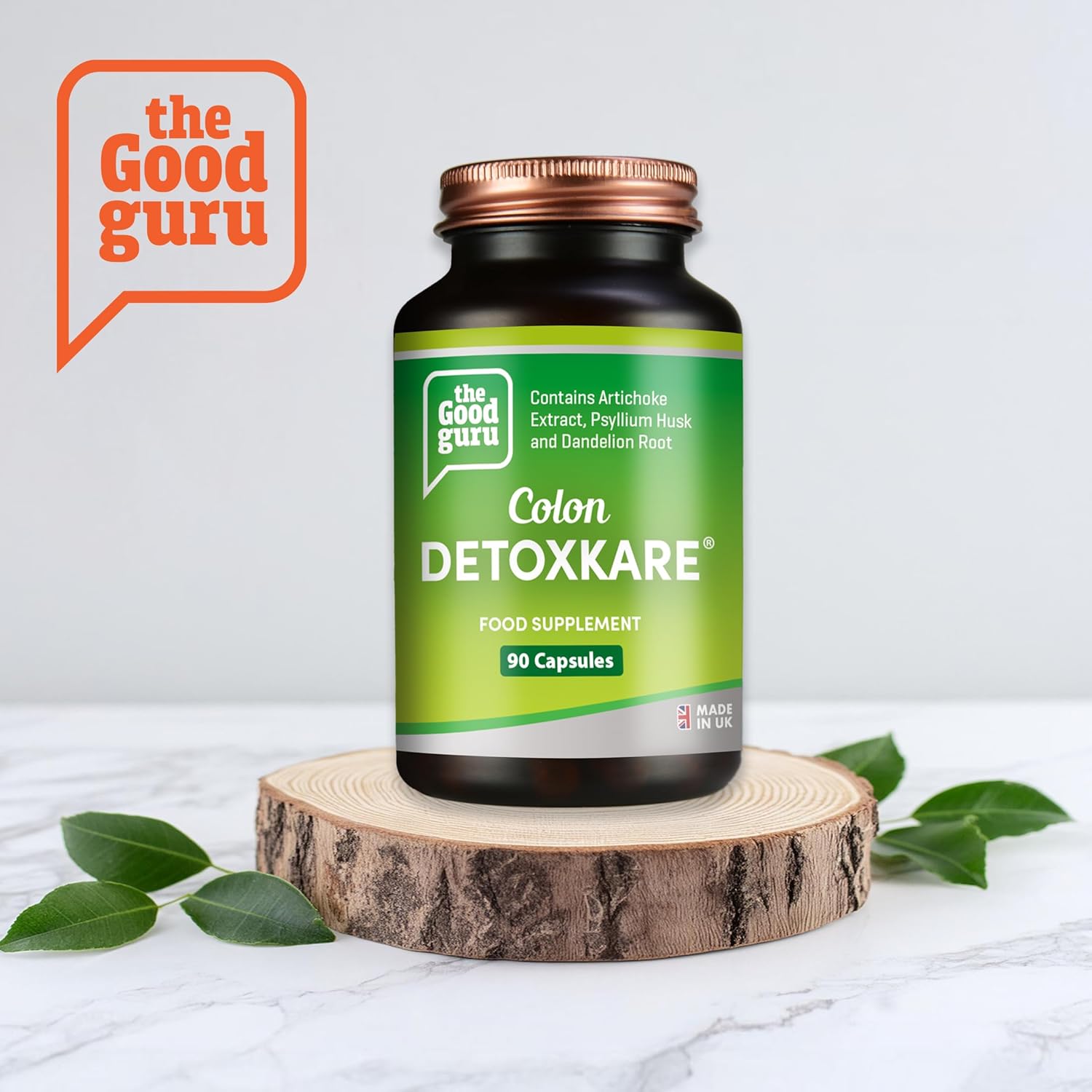 The Good Guru Digestive and Antioxidant Support Complex bottle, 90 capsules, on white background.