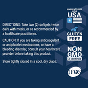 Back label of Super Omega-3 supplement dosage showing ingredients, supplement facts, 