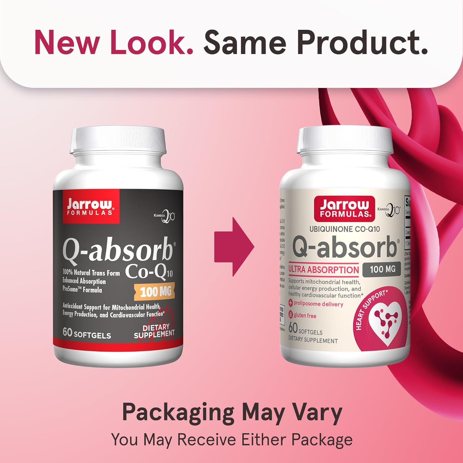 Jarrow Formulas CoQ10 Ubiquinone 100mg Q-Absorb Softgels new look