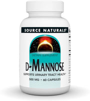 Front image: Source Naturals D-Mannose 500mg capsules bottle 60 count