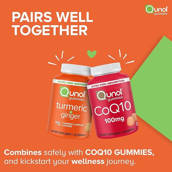 Qunol Turmeric Ginger Gummies Tangerine 60 Count pairs well together