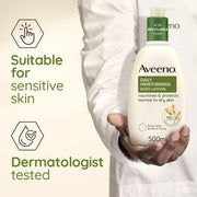 Aveeno Daily Moisturising Body Lotion pump bottle, 500ml, fragrance-free for sensitive skin.