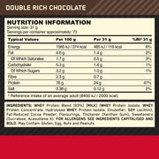 Nutrition information label for double rich chocolate product