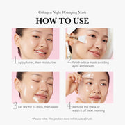 Medicube Collagen Night Wrapping Mask tube packaging overnight peel off face mask 75ml application instructions image