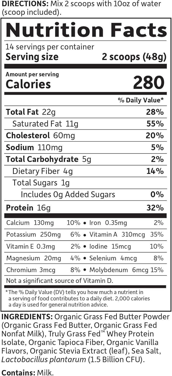 Nutrition facts and ingredient list for Dr. Formulated Meal Shake.