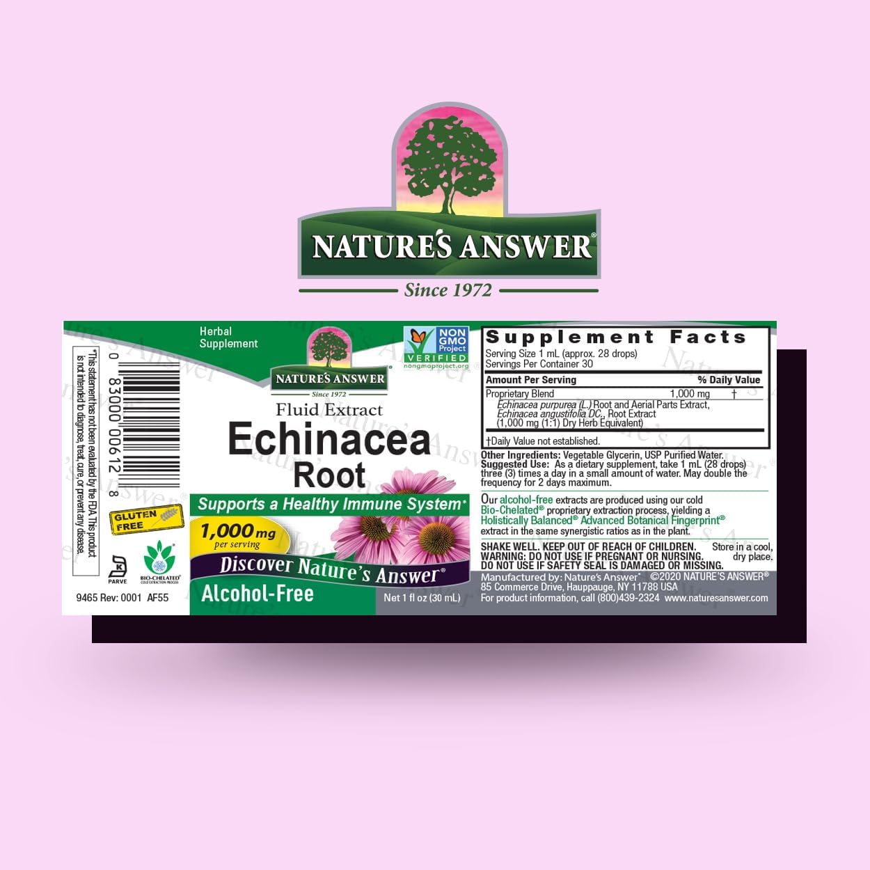 Nature's Answer Alcohol-Free Echinacea Extract 30ml barcode packaging
