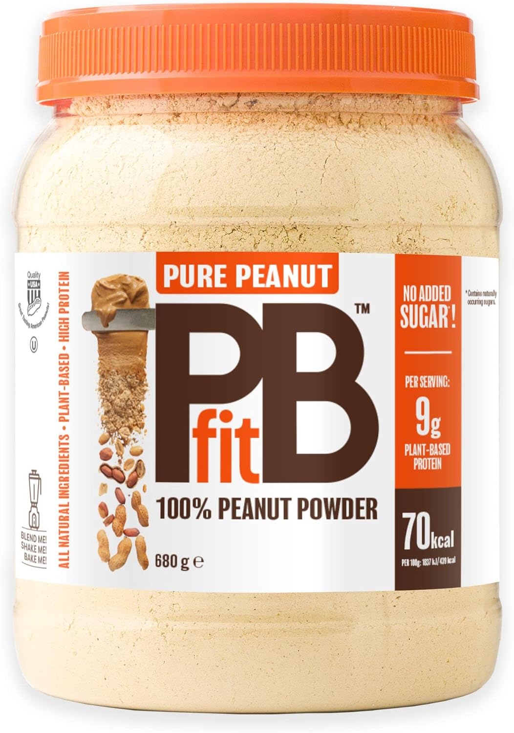 Front image: PBfit Pure Peanut Powder peanut flour natural protein powder 680g tub
