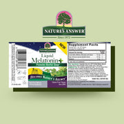 Natures Answer Liquid Melatonin supplement label on a light green background