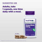 Natrol Ginkgo Biloba capsules daily supplement bottle 60 count