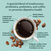 Four Sigmatic coffee pods ingredients and product information panel on packaging