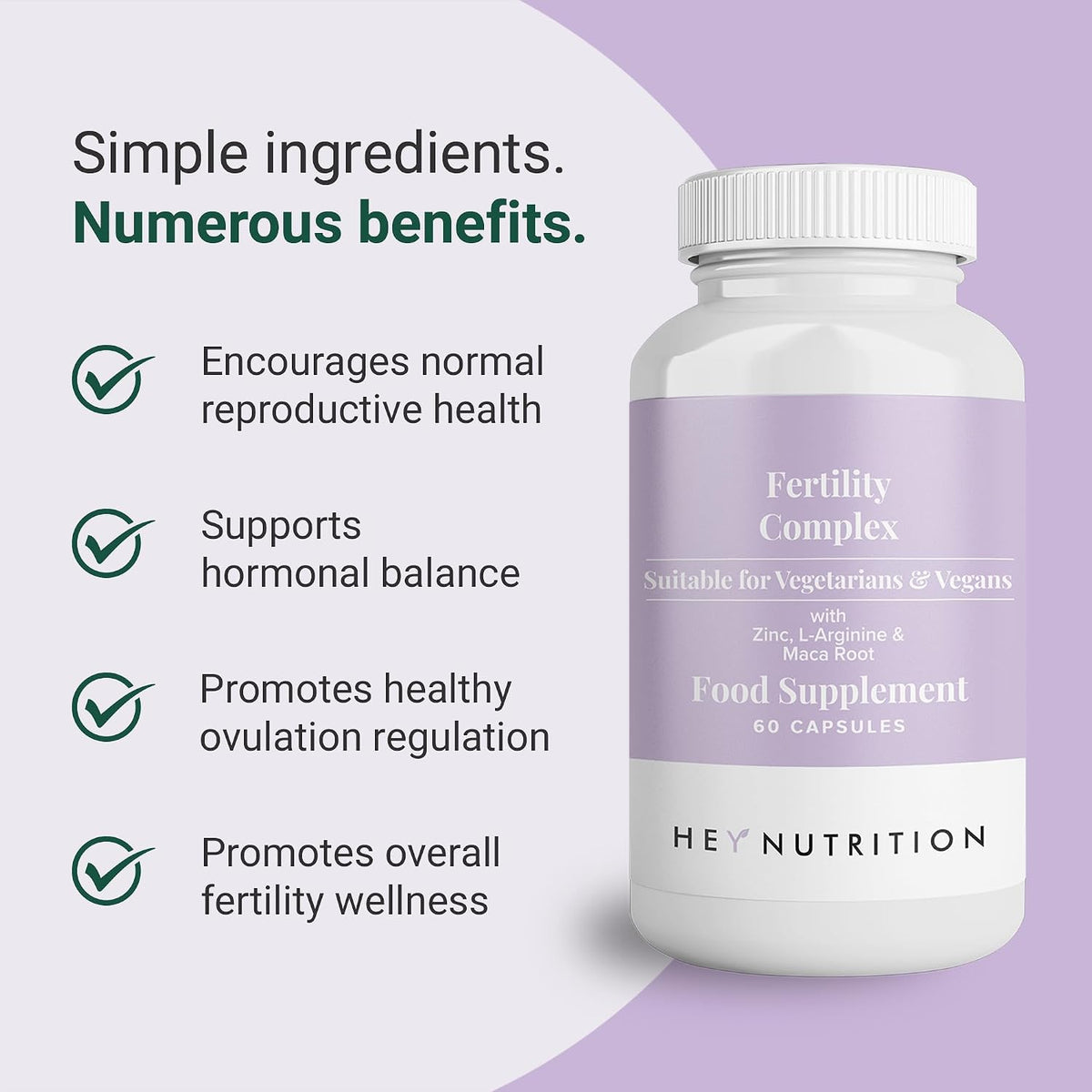 Hey Nutrition Fertility Complex Zinc L-Arginine Maca Root 60 Capsules