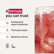 Huel Daily A-Z Vitamins Drink, aluminium can packaging, Cherry & Raspberry flavour, 12 x 330ml, ready-to-drink beverage serving
