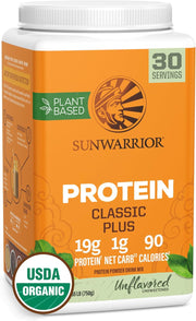 Sunwarrior Classic Plant Protein tub, Unflavoured & Organic 750g