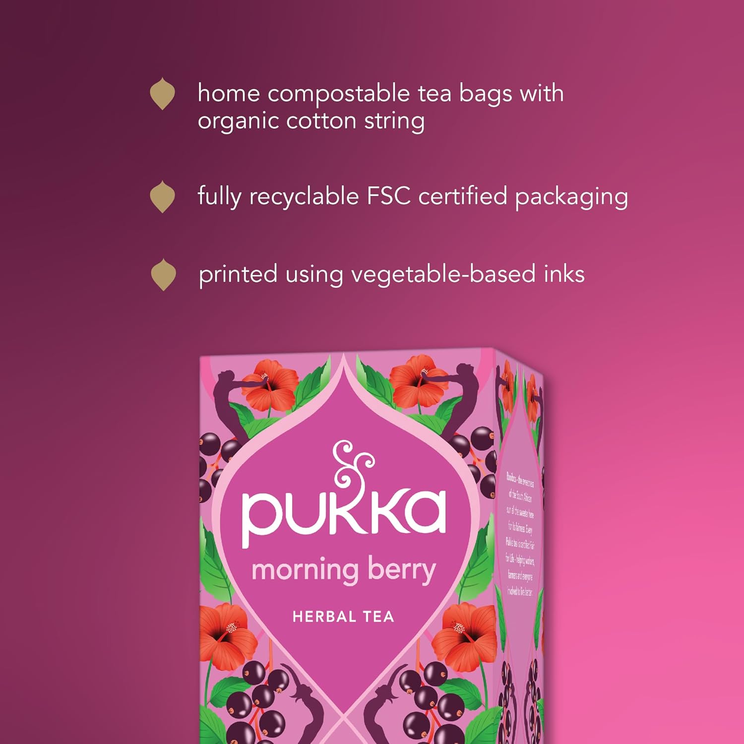 Pukka Organic Herbal Tea, Morning Berry - 20 Sachets