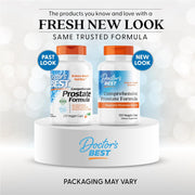 Doctor's Best Prostate Support with Saw Palmetto, Selenium, Lycopene. Old & new packaging.