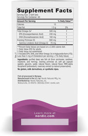 Label showing supplement facts for Nordic Naturals women's omega-3 and EPO formula.