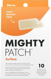 Box of Hero Mighty Patch Surface XL extra-large hydrocolloid acne patches, 10 count.