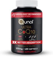 Front image: Qunol Ultra CoQ10 100mg softgels supplement bottle 120 count