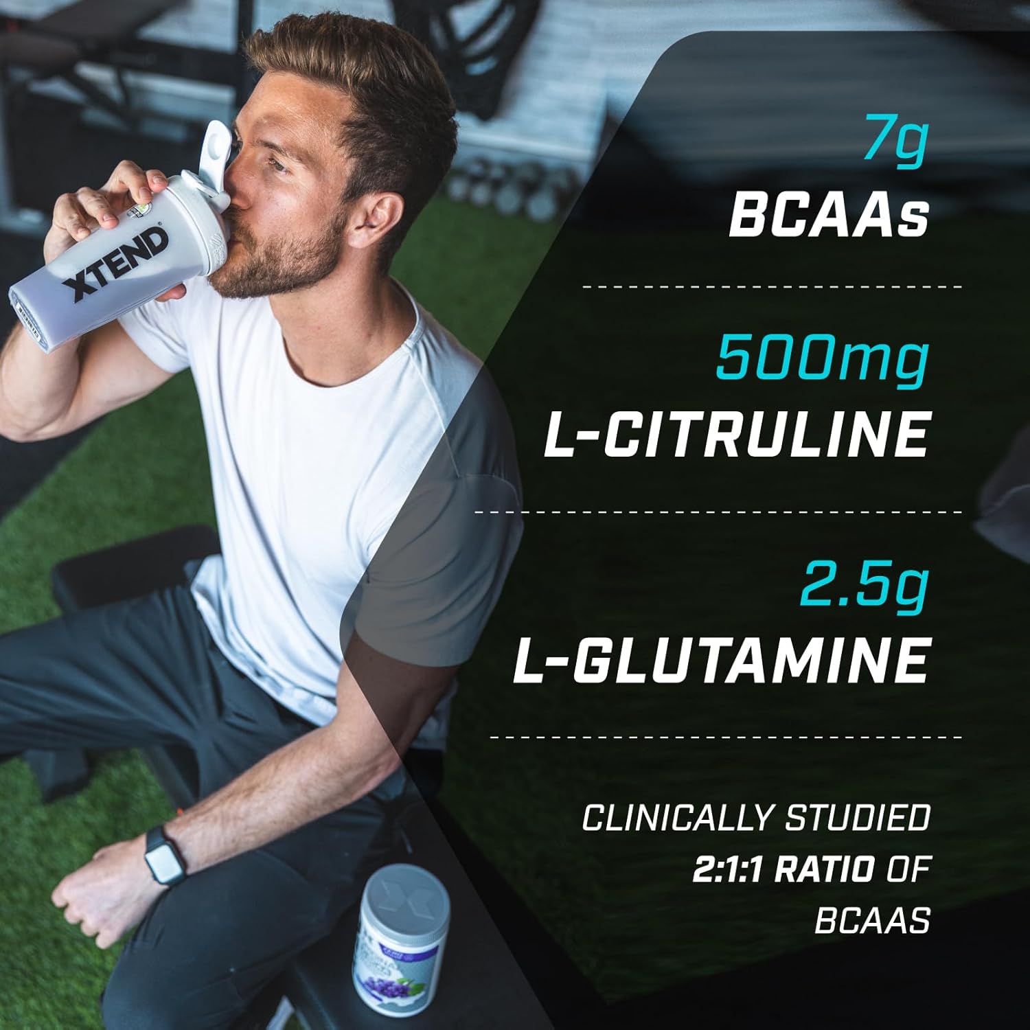 Supplement facts & ingredients image: XTEND Original BCAA Powder Italian Blood Orange supplement facts ingredients tub powder 456g 30 servings
