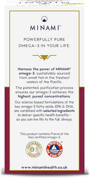 Supplement facts label for Minami MorEPA showing plant sterols, EPA, and botanical extracts.