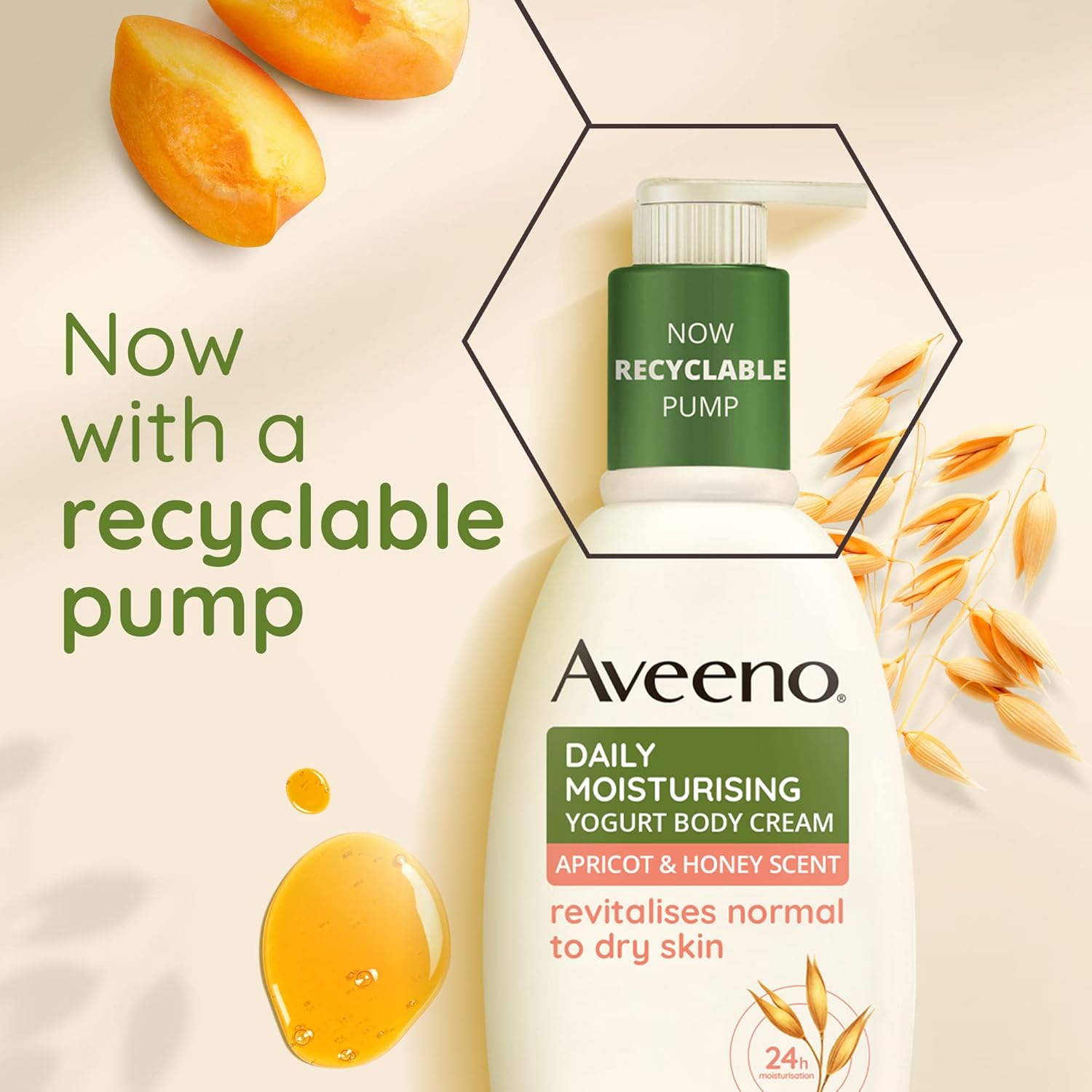 Aveeno Daily Moisturising Yogurt Body Cream, Apricot & Honey - 300ml recyclable Pump