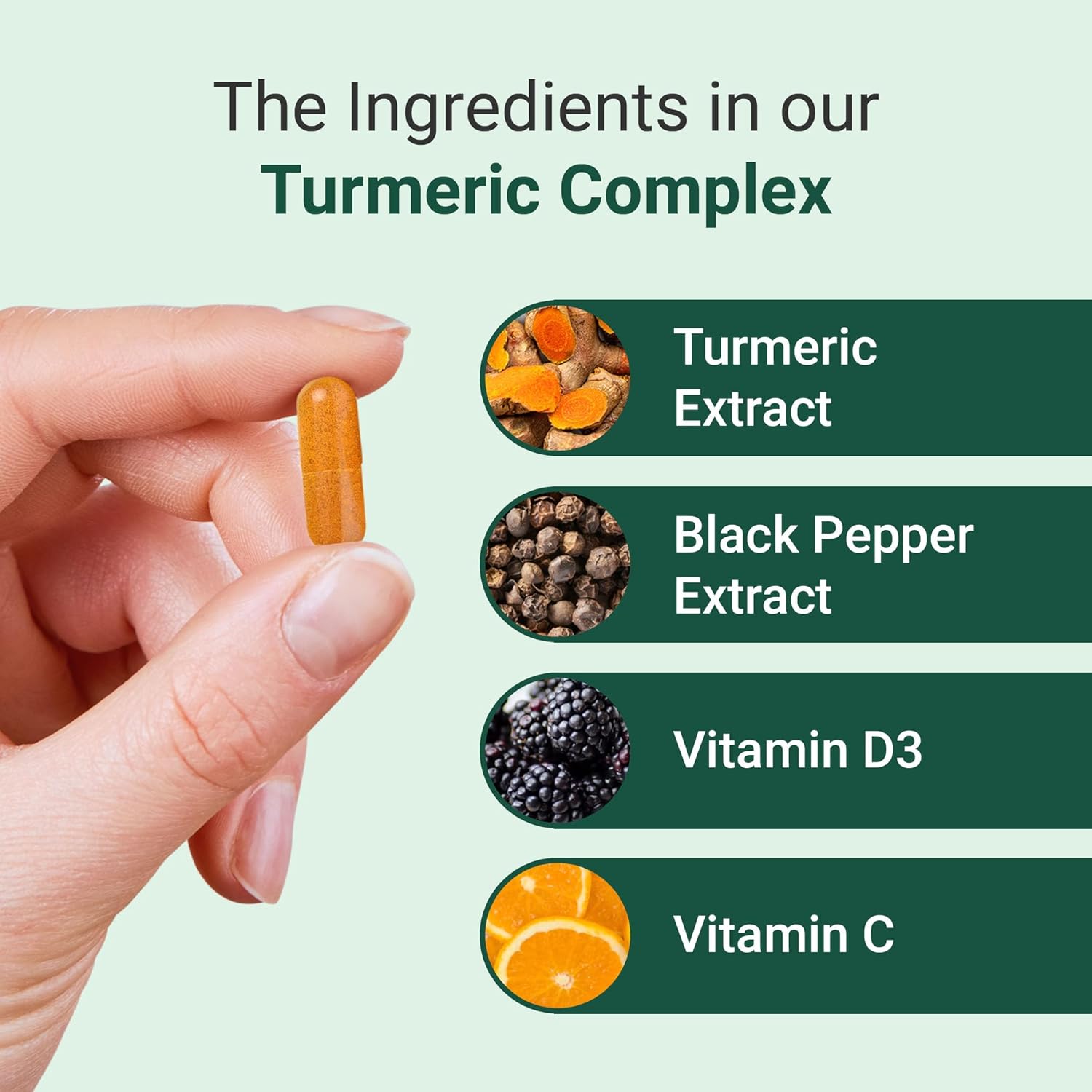 Hey Nutrition Turmeric Extract Complex with Vitamin C - 60 Capsules