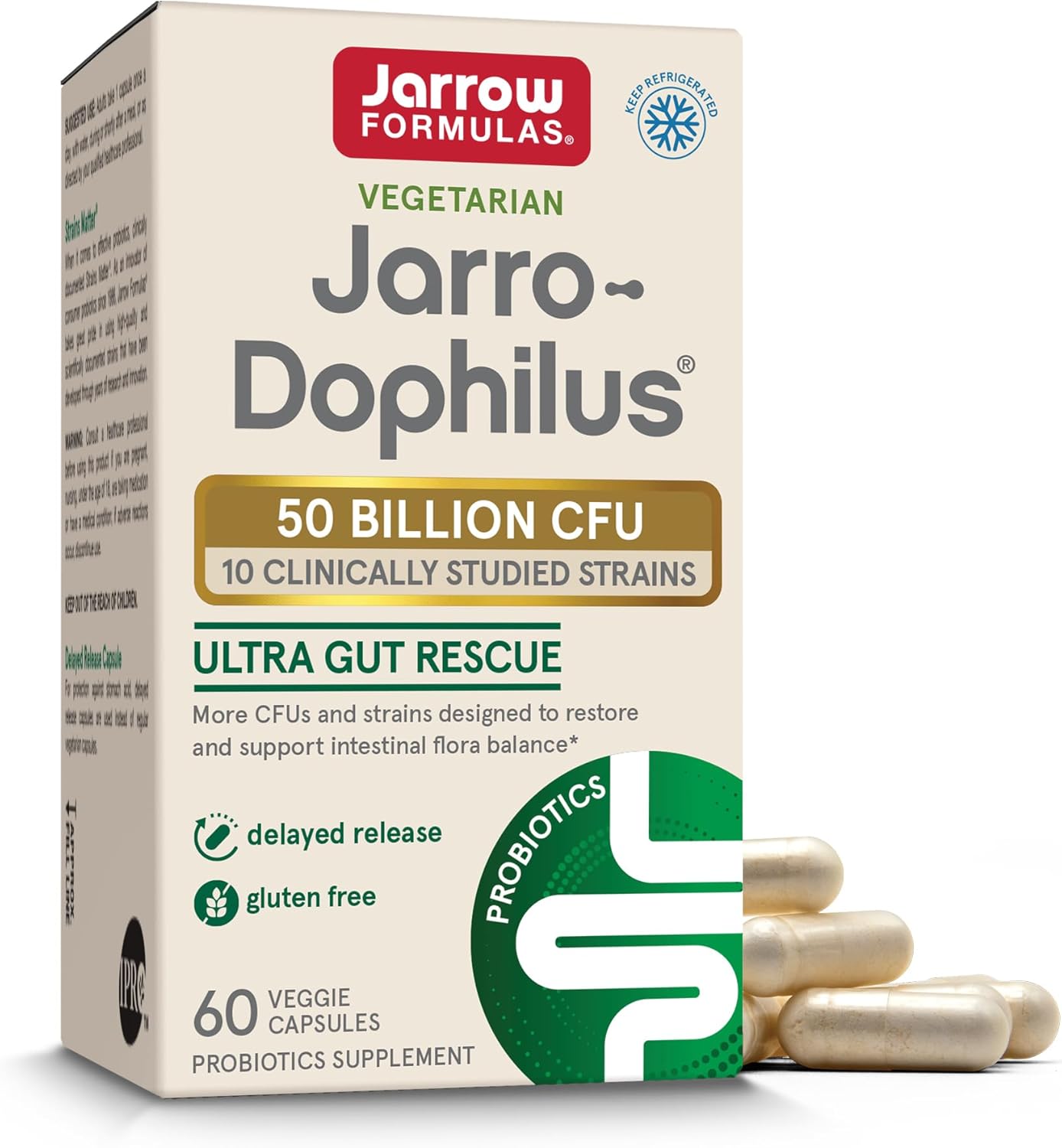 Front Image: Jarrow Formulas Jarro-Dophilus 50 billion CFU veggie capsules 60 count front packaging