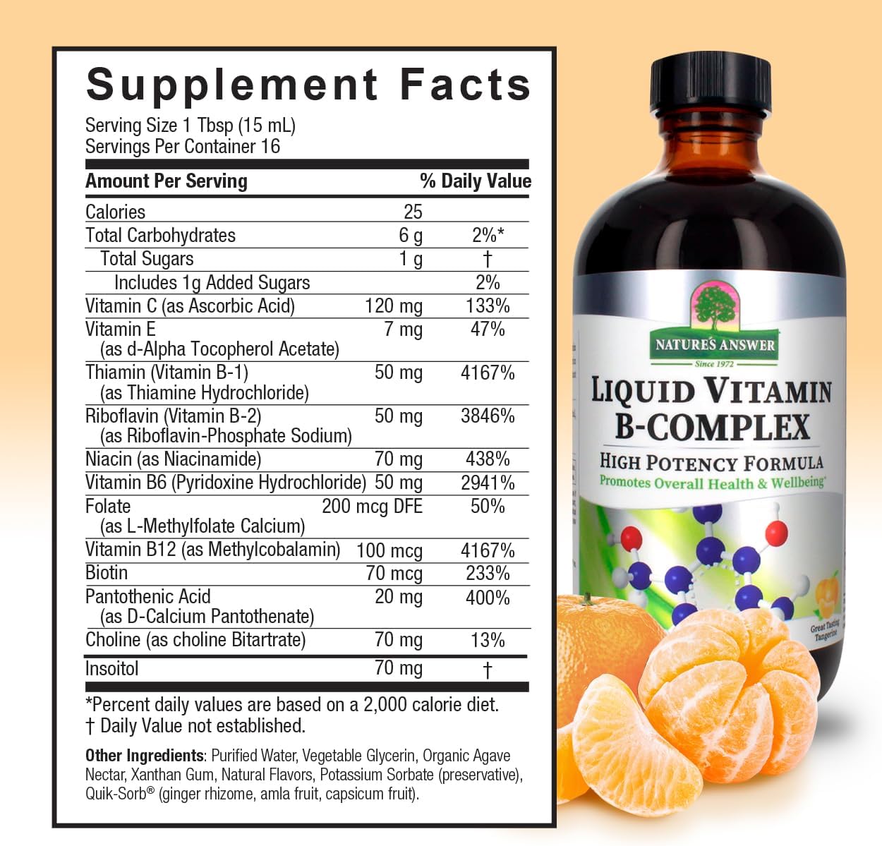 Nature’s Answer Liquid Vitamin B-Complex – High Potency, Tangerine Flavour, 240 mL