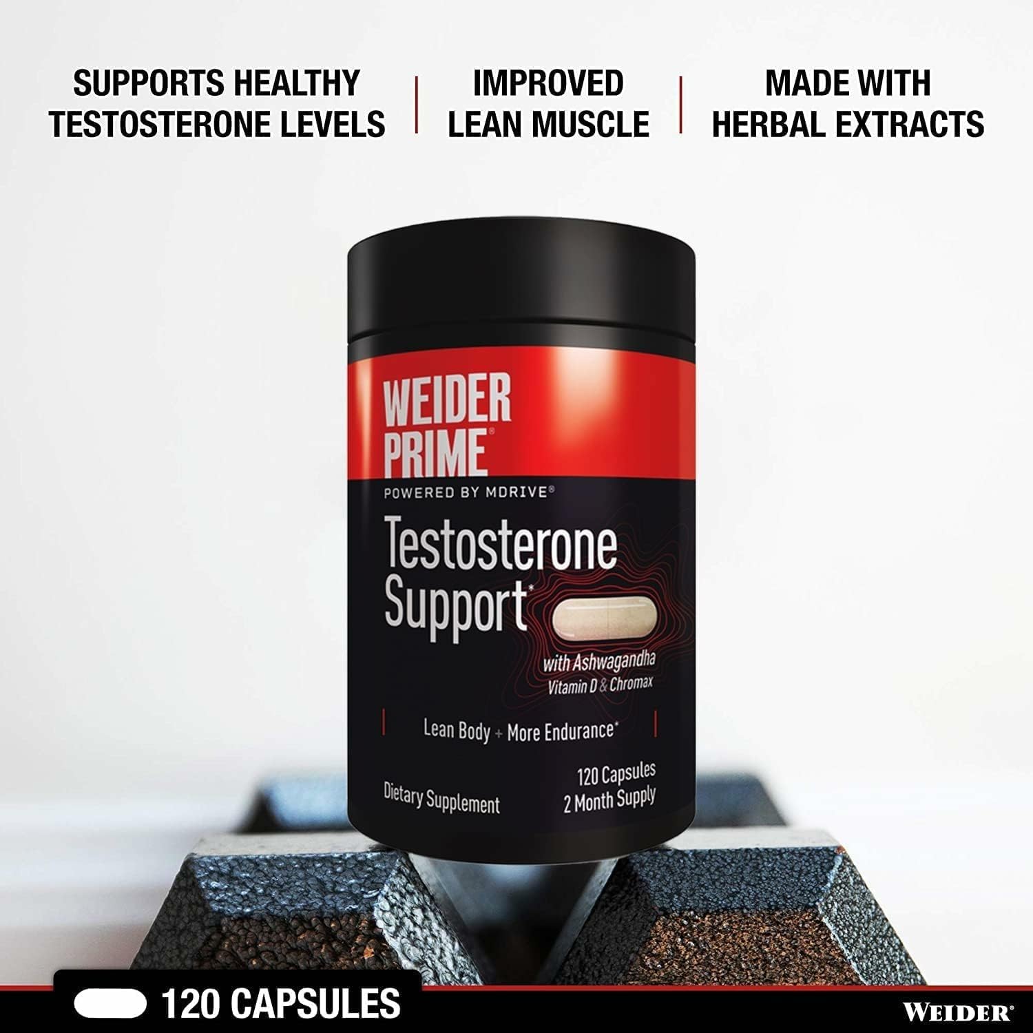 WEIDER PRIME Powered  – Testosterone Support (120 Capsules)