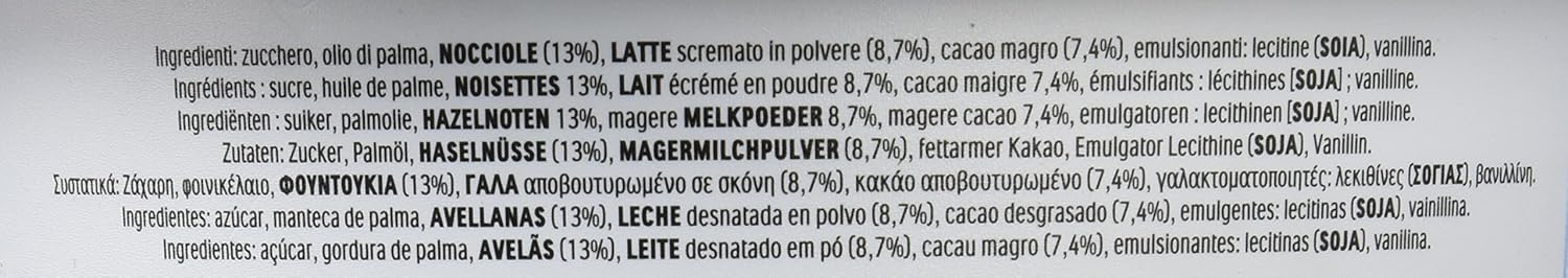 Nutella chocolate hazelnut spread ingredients label catering tub 3kg